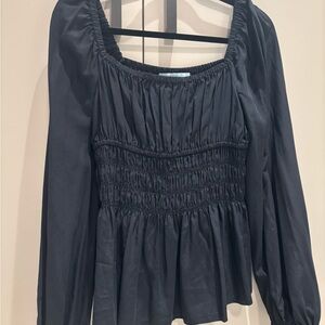 Hill House Black Smocked Blouse